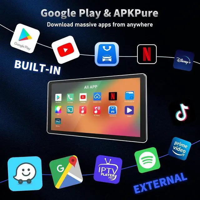 Alt view image 3 of 7 - 4-in-1 Wireless CarPlay Adapter & Android Auto Wireless Adapter, Stream Netflix, YouTube, and More, Split-Screen & Mirroring, for Cars with OEM Wired CarPlay/Android Auto