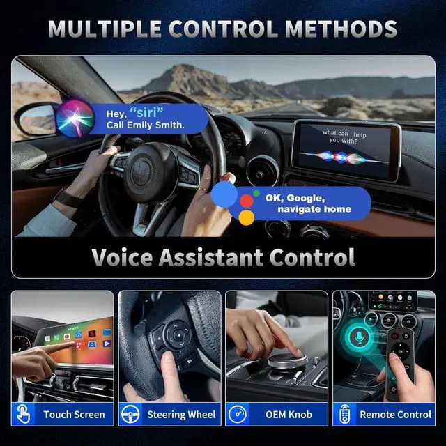 Alt view image 7 of 7 - 4-in-1 Wireless CarPlay Adapter & Android Auto Wireless Adapter, Stream Netflix, YouTube, and More, Split-Screen & Mirroring, for Cars with OEM Wired CarPlay/Android Auto