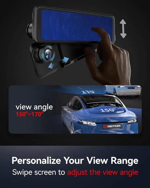 Alt view image 4 of 7 - T700 Rear View Mirror Camera 11'' 4K UHD Front and 1080P Mirror Dash Cam Front and Rear, GPS,Parking Monitor,Night Vision,Smart Reverse Parking Assistance,Touch Screen, 32 GB Card
