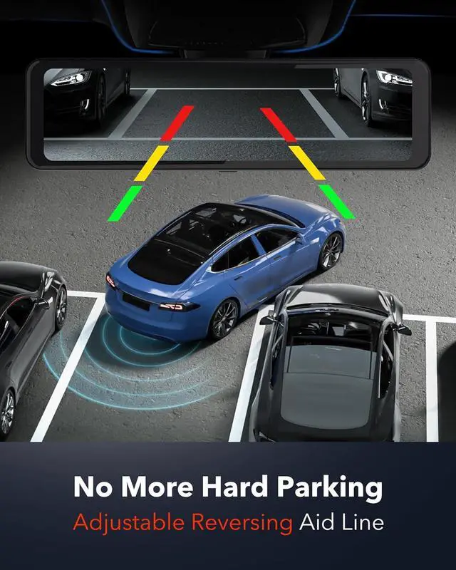 Alt view image 5 of 7 - T700 Rear View Mirror Camera 11'' 4K UHD Front and 1080P Mirror Dash Cam Front and Rear, GPS,Parking Monitor,Night Vision,Smart Reverse Parking Assistance,Touch Screen, 32 GB Card