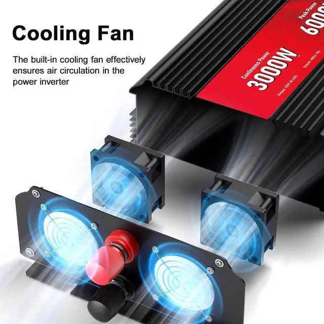 Alt view image 5 of 7 - 3000W Power Inverter,12V DC to AC 110V120V Peak Power 6000W with 2AC Outlets and 2.4USB Port,LCD Display Car Inverter for Outdoor Activities,Emergency