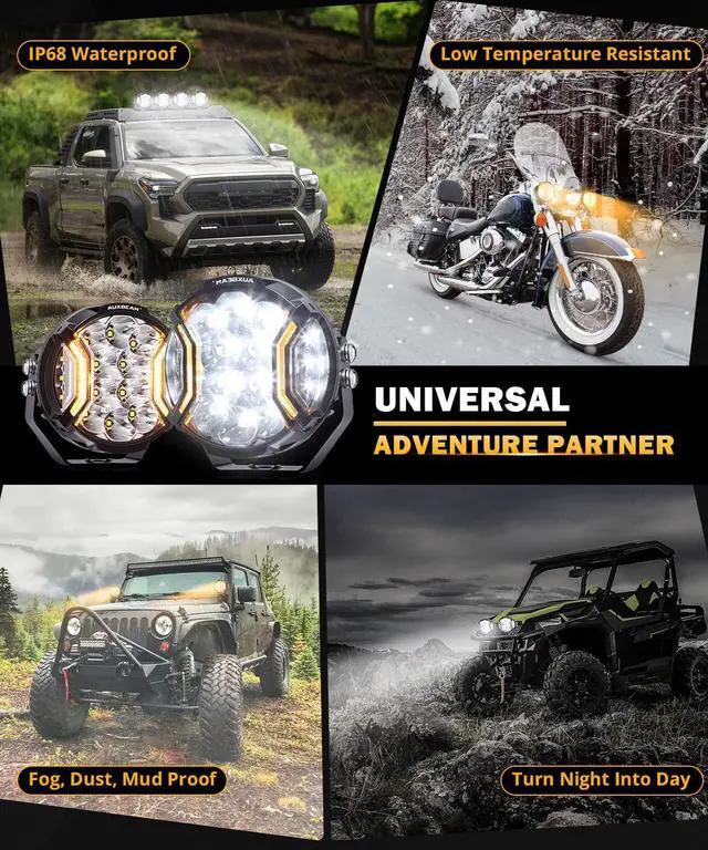 Alt view image 6 of 6 - V-Ultra Series Side Shooter Light Bar, 5Inch 172W Round Offroad Lights LED Pods 20400LM, Amber DRL & Spotlight Dual Color 270° Wider Off Road Lighting with Protective Covers, Pair