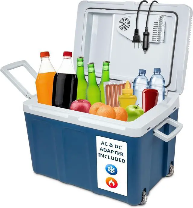 Main image of Electric Cooler & Warmer with Wheels & Handle |48 Quart (45 L) Portable Thermoelectric Fridge For vehicles & Trucks| 110V AC Home Power Cord & 12V Car Adapter for Camping, Travel & Picnics