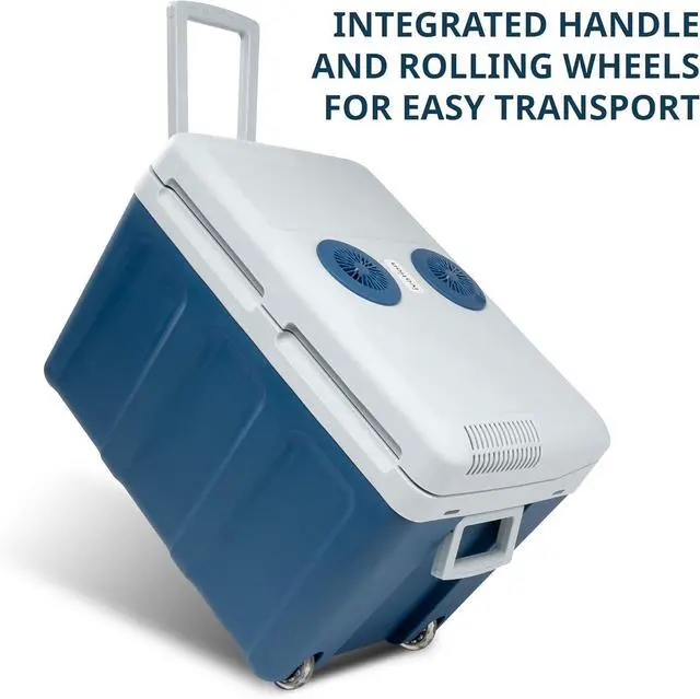 Alt view image 4 of 7 - Electric Cooler & Warmer with Wheels & Handle |48 Quart (45 L) Portable Thermoelectric Fridge For vehicles & Trucks| 110V AC Home Power Cord & 12V Car Adapter for Camping, Travel & Picnics