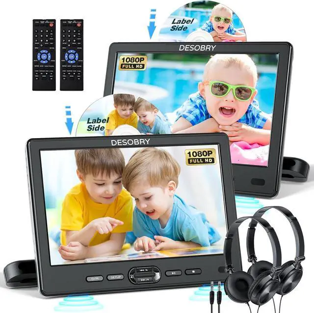 Main image of Car DVD Player Dual Screen with Headrest Mount, DESOBRY 10.5" Portable DVD Player for Car with Suction-Type Disc in, Play a Same or Two Different Movies, Support 1080P Video,HDMI Input, USB/SD Reader