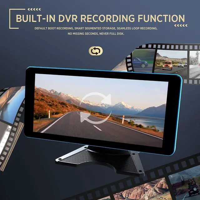 Alt view image 4 of 7 - 4K Backup Camera 4CH Dash Cam with 10.36" Quad Split Touch Screen & 4 AHD Front Rear Sides View Camera w/DVR Recording Music Video Playback Avoid Blind for RV Semi Trailer Truck Van