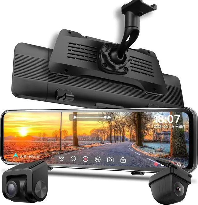 Main image of NikoMaku Mirror Dash Cam with Detached Front Camera OEM Design 11 Full Touch Screen Rear View Mirror Camera with 2K Rear Camera for Cars, HDR, Night Vision, Parking Assistance AS-J3