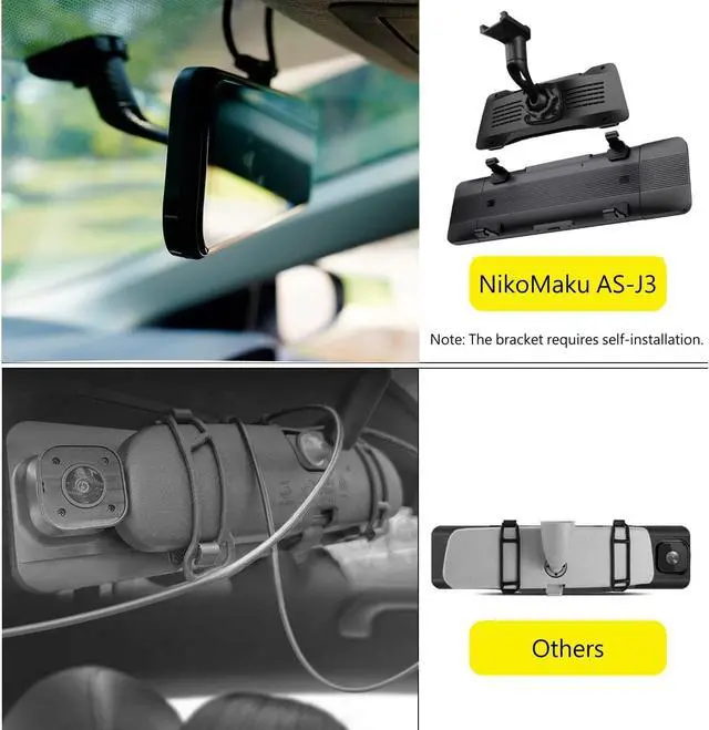 Alt view image 3 of 7 - NikoMaku Mirror Dash Cam with Detached Front Camera OEM Design 11 Full Touch Screen Rear View Mirror Camera with 2K Rear Camera for Cars, HDR, Night Vision, Parking Assistance AS-J3