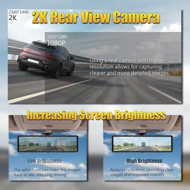 Alt view image 5 of 7 - NikoMaku Mirror Dash Cam with Detached Front Camera OEM Design 11 Full Touch Screen Rear View Mirror Camera with 2K Rear Camera for Cars, HDR, Night Vision, Parking Assistance AS-J3
