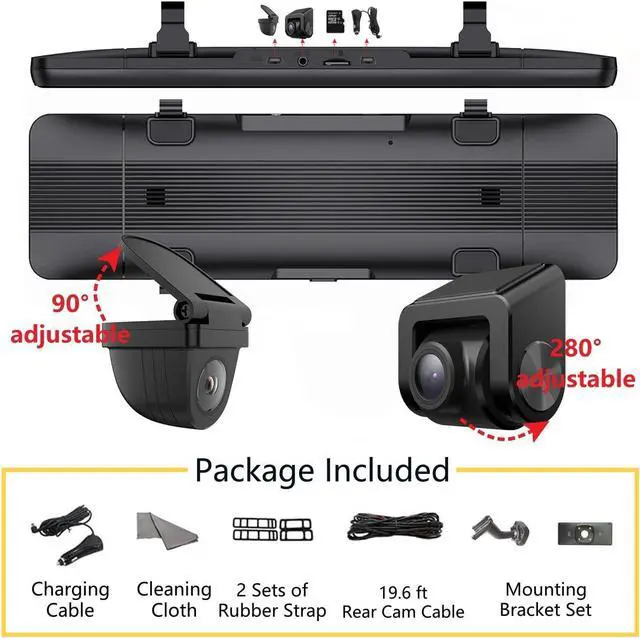 Alt view image 7 of 7 - NikoMaku Mirror Dash Cam with Detached Front Camera OEM Design 11 Full Touch Screen Rear View Mirror Camera with 2K Rear Camera for Cars, HDR, Night Vision, Parking Assistance AS-J3
