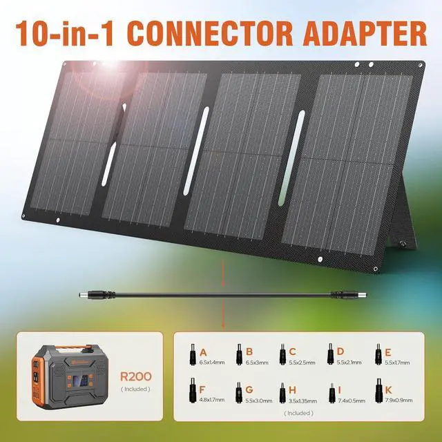 Alt view image 7 of 7 - Portable Solar Generator, 300W Portable Power Station with Foldable 60W Solar Panel, 110V Pure Sine Wave 280Wh Lithium Battery Pack with USB DC AC Outlet for Home Use RV Van Outdoor Camping-Orange