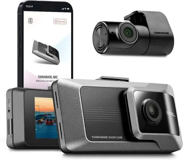 Main image of THINKWARE ARC Dash Cam with Smart Driving Alert System, 3X Energy Saving, 1440P+1440P Front and Rear, Wi-Fi, Super Night Vision, 24/7 Parking Mode (Free 32GB Card, Hardwiring, 12V Cable, GPS)