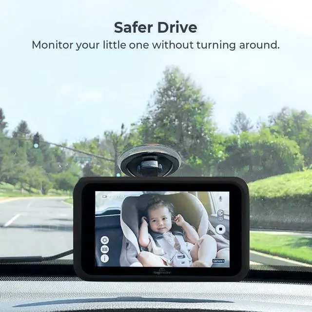 Alt view image 3 of 7 - 5 HD Touch Screen Baby Car Monitor  Hackproof, No WiFi Baby Camera for Car and Home  Rear-Facing Car Seat Monitor with Night Vision Headrest or Clamp Mount Baby Reminder Alert Black