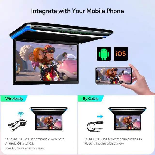 Alt view image 5 of 7 - 17.3 Inch 16:9 Ultra-Thin FHD Digital TFT Screen 1080P Video Car Overhead Player Roof Mounted Monitor HDMI Port 1920 * 1080 Full High Definition (Built in Speaker)