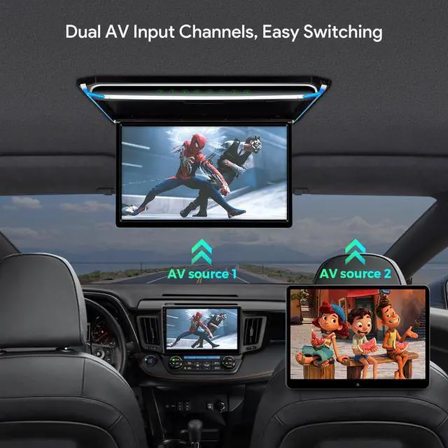 Alt view image 7 of 7 - 17.3 Inch 16:9 Ultra-Thin FHD Digital TFT Screen 1080P Video Car Overhead Player Roof Mounted Monitor HDMI Port 1920 * 1080 Full High Definition (Built in Speaker)