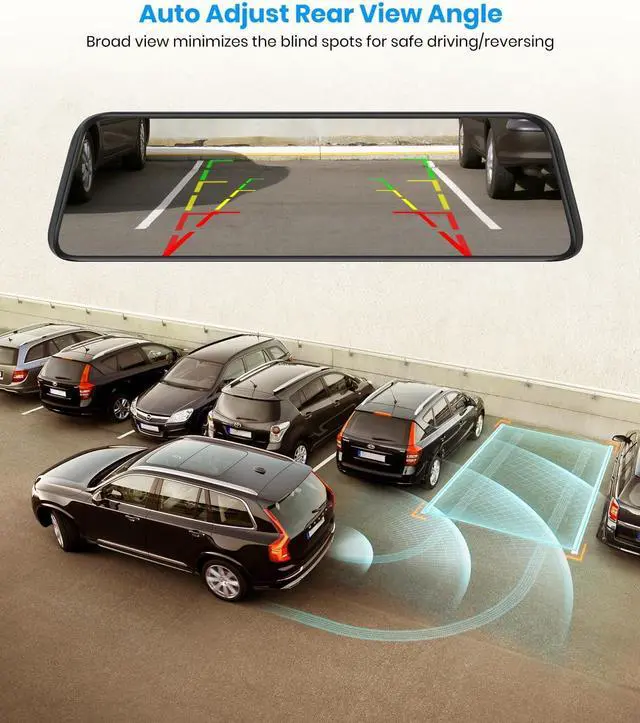 Alt view image 6 of 7 - AUTO-VOX T9PRO OEM Rear View Mirror Camera with Detached Front Lens, 9.35" Full Laminated Touch Screen Mirror Dash Cam Front and Rear with No Glare, Super Night Vision Backup Camera for Car/Truck
