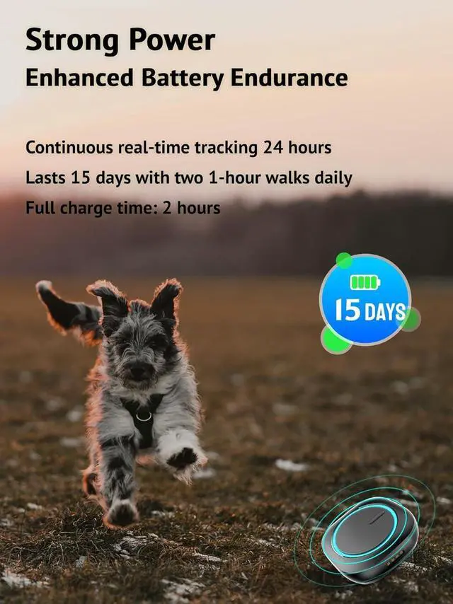Alt view image 5 of 6 - Dog GPS Tracker 2, GPS Pet Tracker Without Monthly Fee or Subscription, Real-Time Dog Collar Tracking Device Without Cell Signal, Pro Black