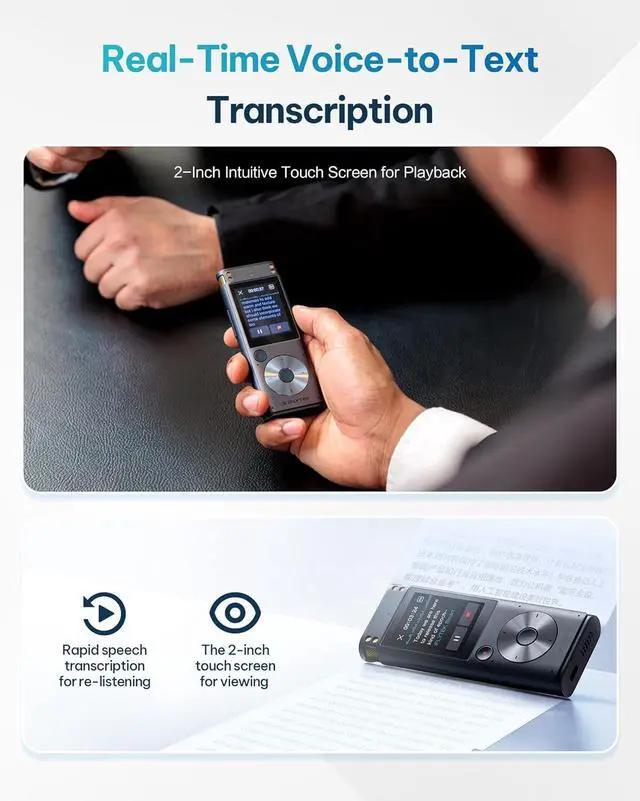 Alt view image 3 of 7 - Offline Voice Recorder with Playback, Secure Digital Recorder with AI Transcription, 5-Language Voice-to-Text, Noise Reduction, AI Voice Recorder for Meetings, Interviews, Learning