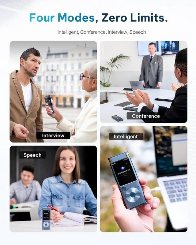 Alt view image 5 of 7 - Offline Voice Recorder with Playback, Secure Digital Recorder with AI Transcription, 5-Language Voice-to-Text, Noise Reduction, AI Voice Recorder for Meetings, Interviews, Learning