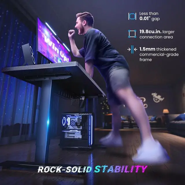 Alt view image 2 of 7 - Electric Standing Desk Adjustable - 63 x 24 Inch Sit Stand up Desk with Cable Management - 3 Memory Preset Adjustable Height Table