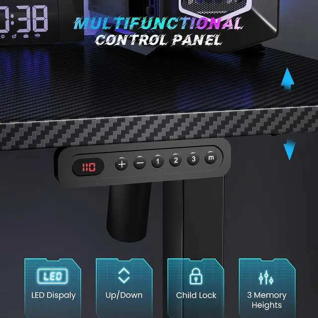 Alt view image 6 of 7 - Electric Standing Desk Adjustable - 63 x 24 Inch Sit Stand up Desk with Cable Management - 3 Memory Preset Adjustable Height Table