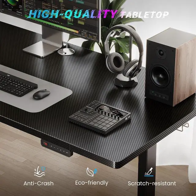 Alt view image 7 of 7 - Electric Standing Desk Adjustable - 63 x 24 Inch Sit Stand up Desk with Cable Management - 3 Memory Preset Adjustable Height Table