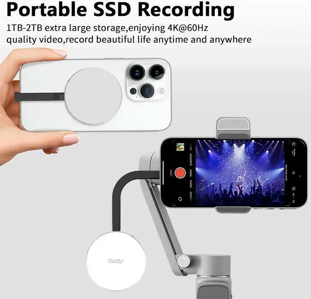 Alt view image 5 of 7 - P10 Magnetic PSSD 2TBfor iPhone MagSafe Portable SSD, Upto 2000MB/s-Type-C, SM2320USB 3.2 Gen 2x2 20Gbps, Connectivity, Updated Firmware - Portable Magnetic External Solid State Solution