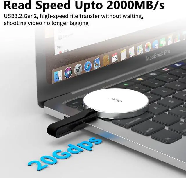 Alt view image 6 of 7 - P10 Magnetic PSSD 2TBfor iPhone MagSafe Portable SSD, Upto 2000MB/s-Type-C, SM2320USB 3.2 Gen 2x2 20Gbps, Connectivity, Updated Firmware - Portable Magnetic External Solid State Solution