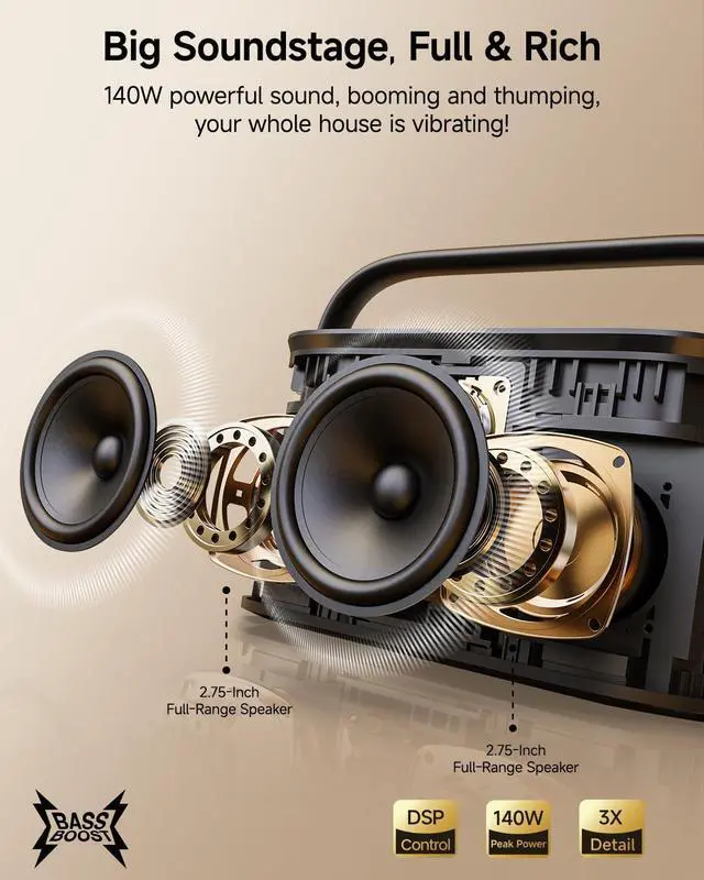 Alt view image 5 of 7 - Portable Karaoke Machine for Adults, Built-in Lyrics Display and Screen, 2 Self-Charging Wireless Microphones, Karaoke App, 140W Speaker, Connects to TV for Home Party Birthday Outdoor Camping