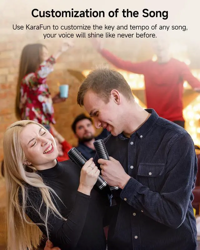 Alt view image 7 of 7 - Portable Karaoke Machine for Adults, Built-in Lyrics Display and Screen, 2 Self-Charging Wireless Microphones, Karaoke App, 140W Speaker, Connects to TV for Home Party Birthday Outdoor Camping