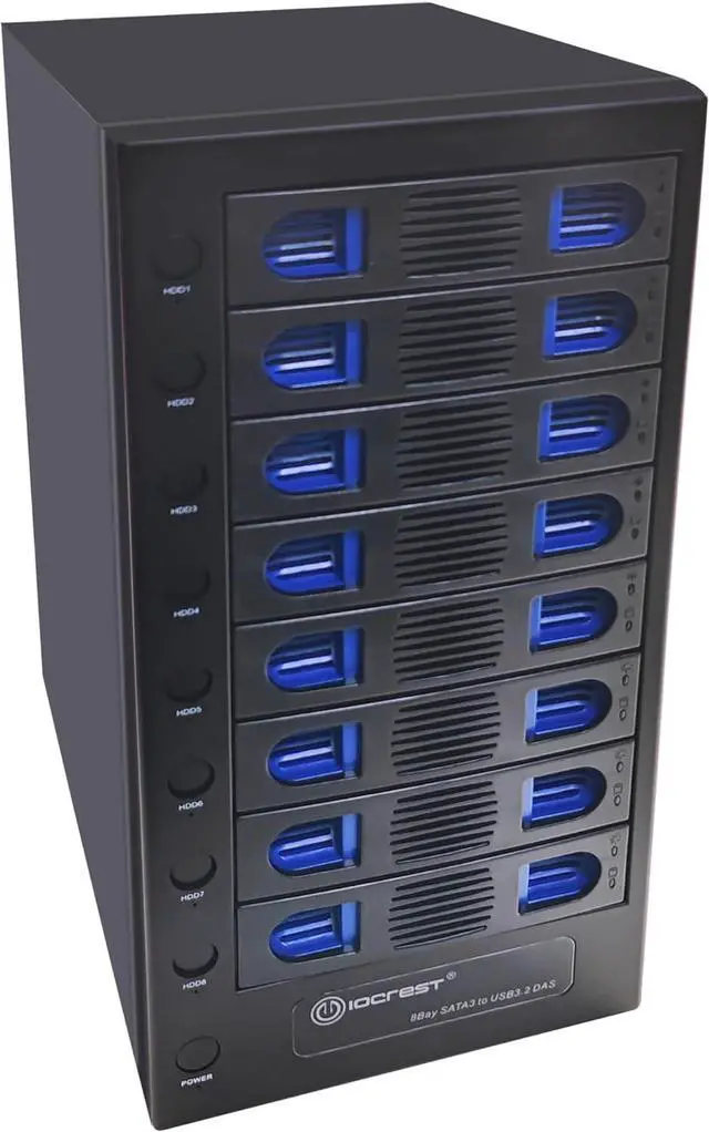Main image of 8 Bay Tool Less Tray Hot Swapable 2.5" and 3.5" SATA Hard Drive External USB-C 3.2 (10Gbps) Hard Drive Enclosure. Support up to 8X 22TB Capacity.