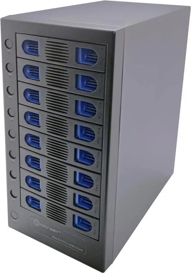 Alt view image 2 of 7 - 8 Bay Tool Less Tray Hot Swapable 2.5" and 3.5" SATA Hard Drive External USB-C 3.2 (10Gbps) Hard Drive Enclosure. Support up to 8X 22TB Capacity.