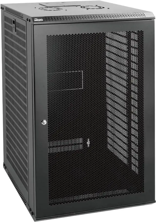 Main image of 18U Wall Mount Rack Network Cabinet for 19" IT Equipment,with Lockable Mesh Door and Side Panels,Cooling Fan,Black,17.7inch Depth for AV/Computer/Electronics Equipment Data Rack