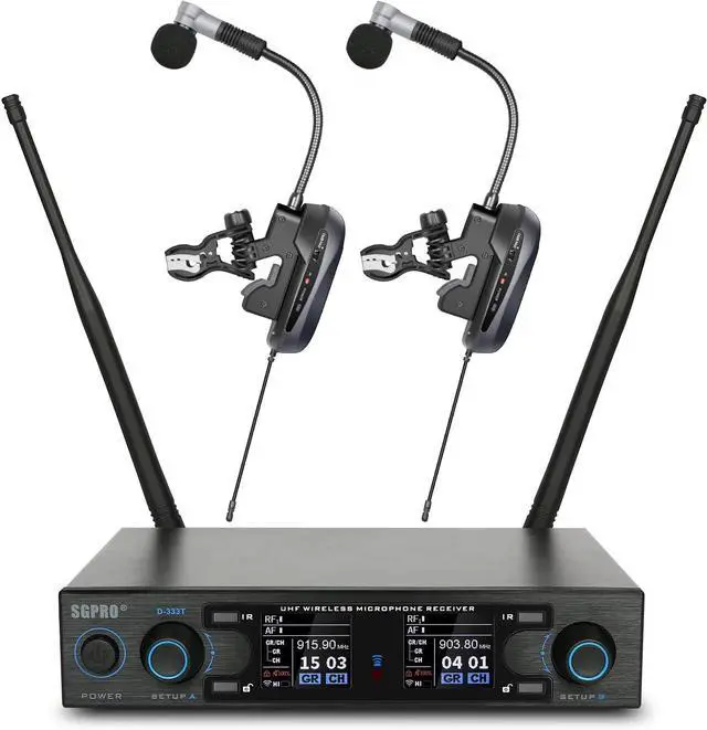 Main image of Saxophone Microphone Wireless Condenser Gooseneck Live and Recording System Clip-on Sax Mic for Brass Instruments (D-333T | Standard Dual Set)