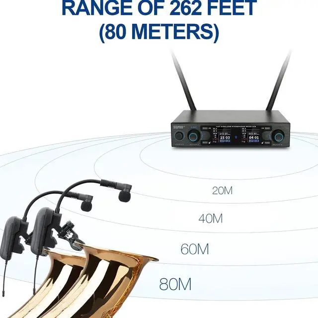 Alt view image 3 of 7 - Saxophone Microphone Wireless Condenser Gooseneck Live and Recording System Clip-on Sax Mic for Brass Instruments (D-333T | Standard Dual Set)