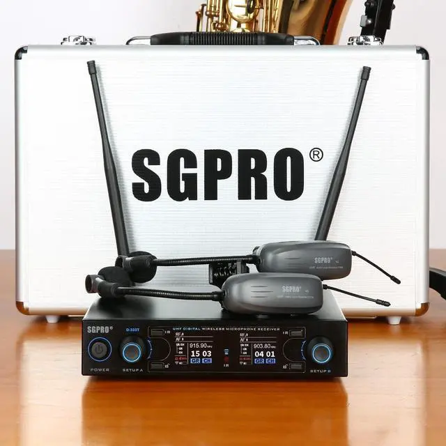 Alt view image 4 of 7 - Saxophone Microphone Wireless Condenser Gooseneck Live and Recording System Clip-on Sax Mic for Brass Instruments (D-333T | Standard Dual Set)