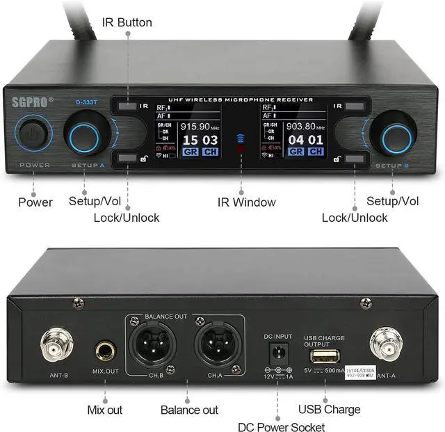 Alt view image 7 of 7 - Saxophone Microphone Wireless Condenser Gooseneck Live and Recording System Clip-on Sax Mic for Brass Instruments (D-333T | Standard Dual Set)