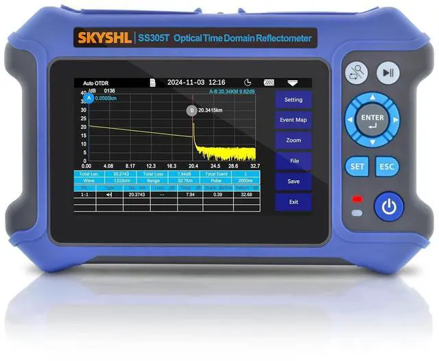 Alt view image 2 of 7 - 1310nm/28dB+1550nm/26dB SM OTDR Testing and OPM+10G OPM+OLS+VFL+Event Map+Optical Loss Tester+Multi-Fiber Testing+RJ45 Cable Test Fiber Tester Compatible with &UPC SC+FC+ST+LC-SS305T-2A1