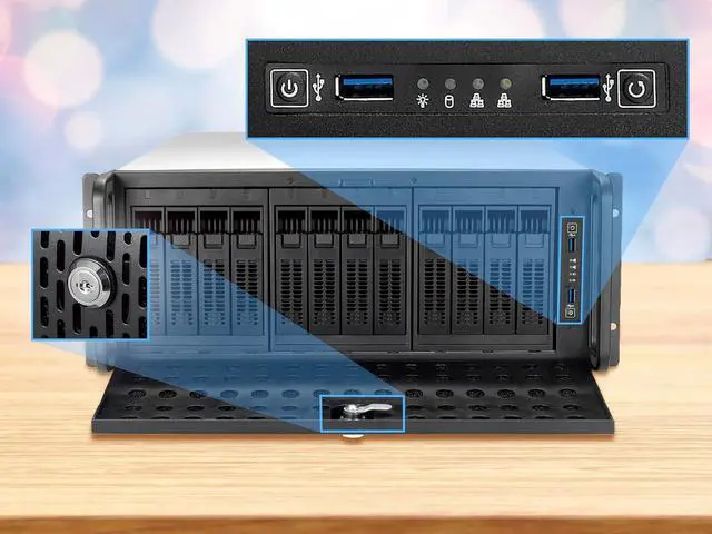 Alt view image 5 of 6 - 4U Server Chassis Hot Swap HDD 12 Bay Rack Mount Server Case, Support 12x 3.5 HDD Bays E-ATX Board, Rackmount Server Case Include Front 3X 120mm Fans Rear 2X 80mm Fans, 25" Deep RSV-L4412U