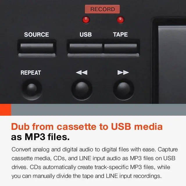 Alt view image 5 of 6 - CD-A580 Rackmount Cassette/CD/USB MP3 Player Recorder Combo