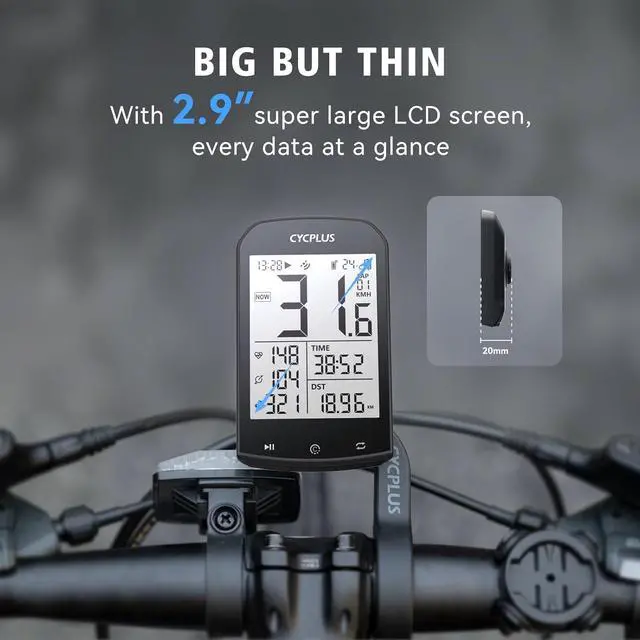 Alt view image 2 of 7 - GPS Wireless Bike Computer, Cycling Computer GPS with Bluetooth/ANT+, Bike Speedometer with 2.9" LCD Screen, Auto Backlight IPX6 Waterproof (New Upgraded)