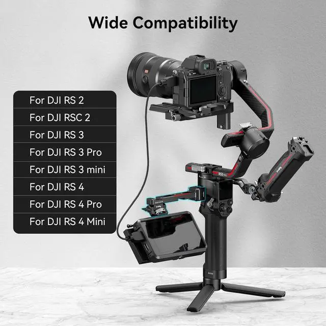 Alt view image 2 of 7 - Adjustable Camera Monitor Mount with Quick Release NATO Clamp, Cold Shoe Mount, Anti-Twist Design for  RS 4 Mini/RS 4 / RS 4 Pro/RS 2 / RSC 2 / RS 3 / RS 3 Pro/RS 3 Mini