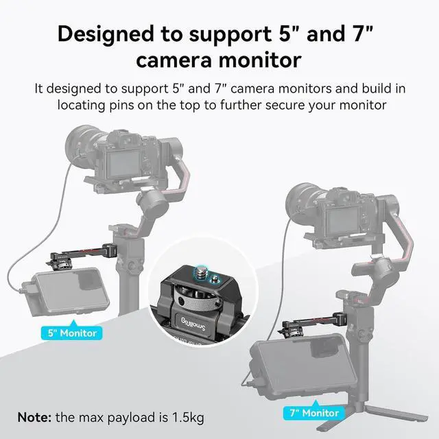 Alt view image 6 of 7 - Adjustable Camera Monitor Mount with Quick Release NATO Clamp, Cold Shoe Mount, Anti-Twist Design for  RS 4 Mini/RS 4 / RS 4 Pro/RS 2 / RSC 2 / RS 3 / RS 3 Pro/RS 3 Mini