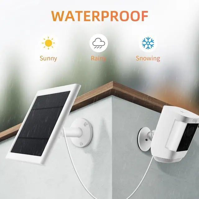 Alt view image 5 of 7 - Solar Panel for Ring Camera, 2 Pack 4W Solar Charger Compatible with Spotlight & Stick Up Outdoor Cam Battery, 10ft Long Cable with USB-C to Ring Barrel Plug Adapter