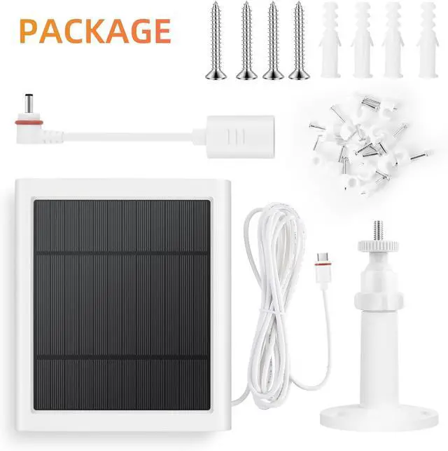 Alt view image 7 of 7 - Solar Panel for Ring Camera, 2 Pack 4W Solar Charger Compatible with Spotlight & Stick Up Outdoor Cam Battery, 10ft Long Cable with USB-C to Ring Barrel Plug Adapter