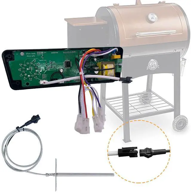 Alt view image 6 of 6 - Upgraded Thermostat Kit Control Board Replacement for Pit boss Wood Pellet Grill Tailgater P7-340/Lexington P7-540/Classic P7-700/Austin XL P7-1000/440FBI Matte Black