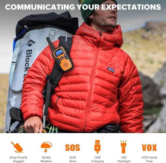Alt view image 2 of 7 - Walkie Talkies for Adults Long Range-Rechargeable 4 Pack 2 Way Radios, Hiking Accessories Camping Gear Xmas Birthday Gift for Kids Family with Lamp,SOS Siren,NOAA Weather Alert,Easy to Use