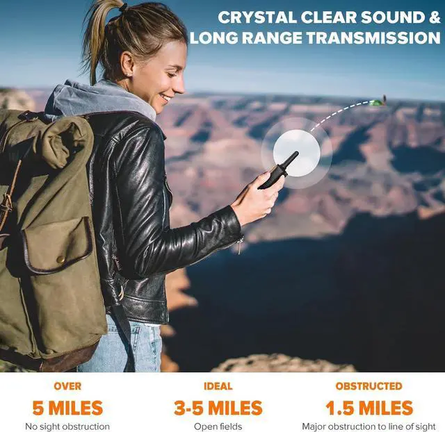 Alt view image 4 of 7 - Walkie Talkies for Adults Long Range-Rechargeable 4 Pack 2 Way Radios, Hiking Accessories Camping Gear Xmas Birthday Gift for Kids Family with Lamp,SOS Siren,NOAA Weather Alert,Easy to Use