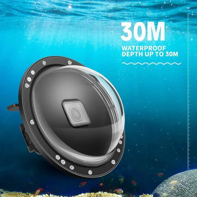 Alt view image 5 of 7 - Dome Port for GoPro Hero 13/12/11/10/9 Black - Upgraded Coating Film for Anti-Scratch, Dual Handle Stabilizer Floating Grip, Overall Waterproof Case - Shoot Over Underwater Photos/Videos