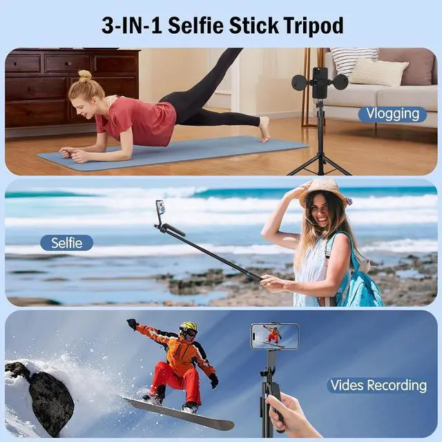 Alt view image 2 of 7 - Auto Face Tracking Tripod for iPhone,360 Rotation Travel Selfie Stick Stand,Face Tracking Phone Tripod with Light and RemoteApplied to Tiktok YouTube Vlog Video Recording